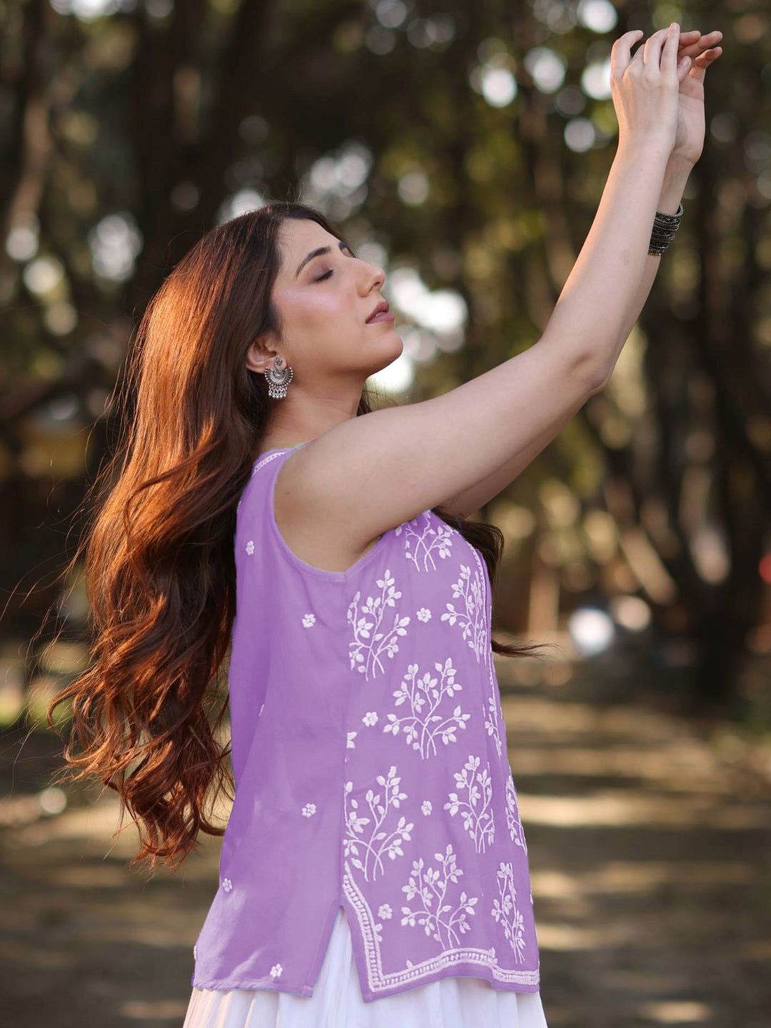 ZAYNA Chikankari Georgette Top - KRI CHIKANKARI